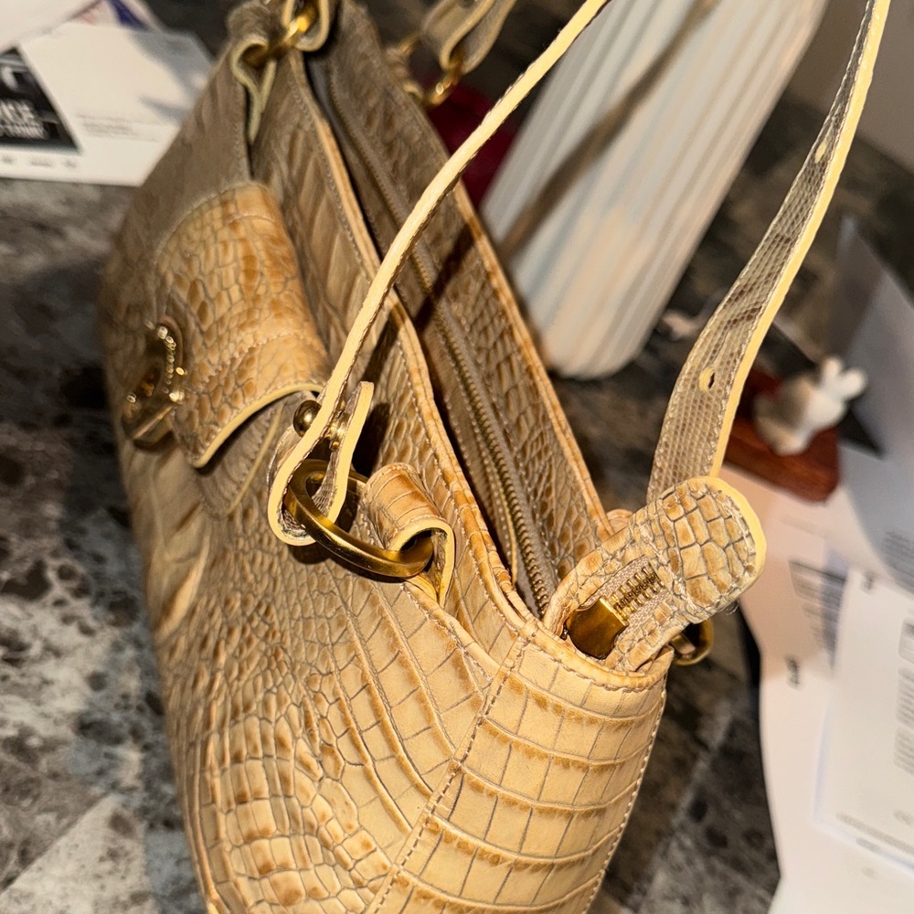 Brahmin Tan Crocodile-Embossed women’s bag